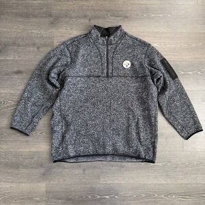 Pittsburgh Steelers Mens 3XL Black Gray 1/4 Zip Fleece Jacket Antigua  NFL
